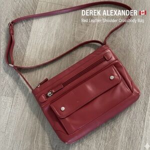 DEREK ALEXANDER 🇨🇦 Red Leather Shoulder Crossbody Bag